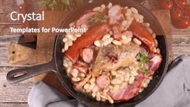  Presentation with food safety meats - Theme having figue - french cassoulet with bean background and a  colored foreground