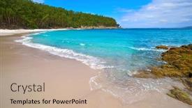  Presentation with beach - Presentation design featuring figueiras-nudist-beach-in-islas background and a mint green colored foreground