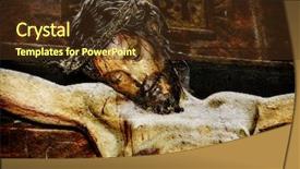  Presentation with jesus christ - Audience pleasing slides consisting of figure of jesus christ backdrop and a tawny brown colored foreground