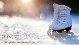  Presentation with figure skating - PPT layouts featuring figure-skates-model-on-ice and a sky blue colored foreground