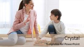  Presentation with learning - PPT theme with figure speech - cute little boy learning background and a coral colored foreground