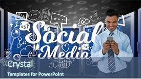  Presentation with man holding phone - Presentation featuring figure speech - happy business man holding background and a  colored foreground