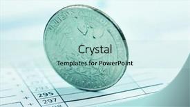  Presentation with currency financial concept macro - Audience pleasing slides consisting of figures coins balancing - financial concept backdrop and a  colored foreground