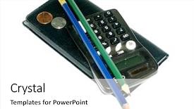  Presentation with financial planning - Presentation theme having figures coins balancing - financial planning concept background and a white colored foreground