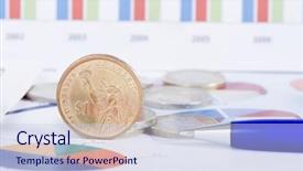  Presentation with workplace - Slide deck consisting of figures coins balancing - graphs charts business table background and a lemonade colored foreground