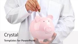  Presentation with piggy bank broken piggybank - Colorful PPT layouts enhanced with figures coins balancing - man put coin backdrop and a  colored foreground
