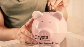  Presentation with piggy bank - Cool new slide set with figures coins balancing - man put coin backdrop and a  colored foreground