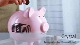  Presentation with piggy bank broken piggybank - Cool new slides with figures coins balancing - man put coin backdrop and a  colored foreground