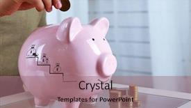  Presentation with piggy bank - Slides having figures coins balancing - man put coin background and a  colored foreground