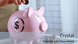  Presentation with piggy bank is evil - PPT layouts with figures coins balancing - man put coin background and a  colored foreground