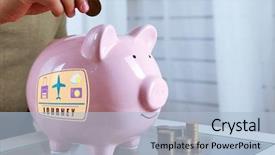  Presentation with piggy bank is evil - PPT theme enhanced with figures coins balancing - man put coin background and a  colored foreground