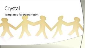  Presentation with cutout paper people standing around globe holding hands - Slides with figures holding hands - cutout paper people over white background and a  colored foreground