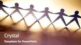  Presentation with chain - PPT theme consisting of figures holding hands - paper-chain people background and a  colored foreground