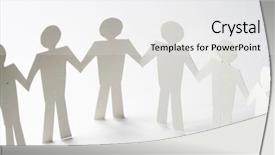  Presentation with paper - Presentation theme with figures holding hands - paper team background and a white colored foreground