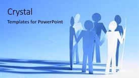  Presentation with paper - Presentation featuring figures holding hands - paper team background and a light blue colored foreground