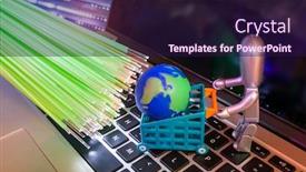  Presentation with optic - Audience pleasing theme consisting of figures-with-a-shopping-cart backdrop and a wine colored foreground