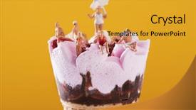  Presentation with ice cream cone - Amazing PPT theme having figurine - closeup of some miniature people backdrop and a gold colored foreground