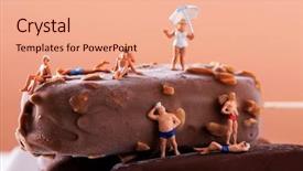  Presentation with chocolate ice cream - Beautiful PPT layouts featuring figurine - closeup of some miniature people backdrop and a coral colored foreground