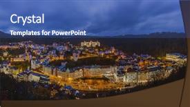  Presentation with consept architecture - Beautiful PPT theme featuring figurine - karlovy vary in czech republic backdrop and a ocean colored foreground