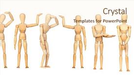  Presentation with mannequin - Colorful presentation enhanced with figurine - many wooden mannequin doing differents backdrop and a cream colored foreground