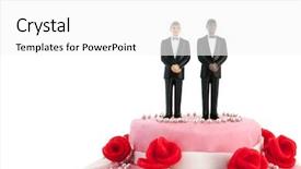  Presentation with pink wedding - Cool new presentation theme with figurine - pink wedding cake with red backdrop and a white colored foreground