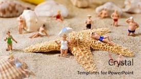  Presentation with different - PPT layouts with figurine - some different miniature people wearing background and a coral colored foreground