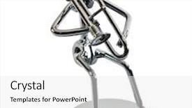  Presentation with trumpet - Audience pleasing slides consisting of figurine-iron-musician-playing-trumpet backdrop and a white colored foreground