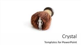  Presentation with shaving - Cool new slides with figurine with a shaving brush over white background backdrop and a white colored foreground