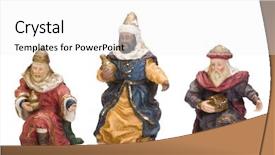  Presentation with three dimensinal geometry - Presentation theme with figurines of three wise men background and a white colored foreground