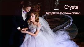  Presentation with apartments - Presentation theme featuring fiiances - beautiful bride and groom sitting background and a wine colored foreground