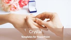  Presentation with wedding ring - Beautiful presentation design featuring fiiances - picture of man putting wedding backdrop and a coral colored foreground