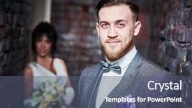  Presentation with bride - PPT theme having fiiances - wedding bridegroom or fiance portrait background and a ocean colored foreground