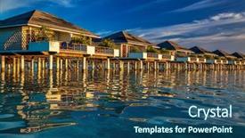  Presentation with vibrant blue - Colorful theme enhanced with fiji islands - beautiful water villas backdrop and a  colored foreground