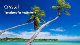  Presentation with green lagoon - Cool new slides with fiji islands - couple of palm trees hanging backdrop and a navy blue colored foreground