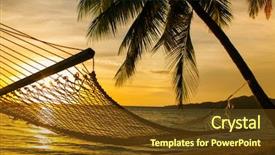  Presentation with palm beach - Colorful slide deck enhanced with fiji islands - hammock silhouette with palm trees backdrop and a tawny brown colored foreground