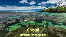  Presentation with coral - PPT layouts with fiji islands - young woman snorkeling over coral background and a  colored foreground