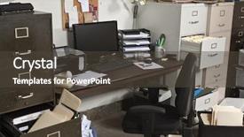  Presentation with messy - Theme having file cabinet - busy messy cluttered funky office background and a tawny brown colored foreground