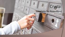  Presentation with hand drawn school - Beautiful slide deck featuring file cabinet - hand taking out from drawer backdrop and a light gray colored foreground