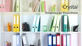  Presentation with cabinet - Amazing PPT theme having file cabinet - white office shelves with folders backdrop and a blonde colored foreground
