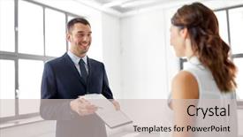  Presentation with realtor - Colorful presentation theme enhanced with file client - real estate business sale backdrop and a soft green colored foreground