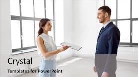  Presentation with real estate - Audience pleasing presentation design consisting of file client - real estate business sale backdrop and a light gray colored foreground