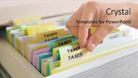  Presentation with file drawer - Colorful theme enhanced with file folder index - hand searching through variety backdrop and a coral colored foreground