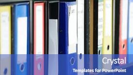  Presentation with folder tabs vibrant file divider - Colorful theme enhanced with file folders standing on the shelves backdrop and a cobalt blue colored foreground
