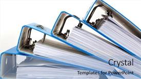  Presentation with file folder - Slides with file folders with documents background and a light blue colored foreground