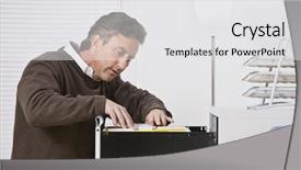  Presentation with cabinet - PPT theme consisting of file in filing cabinet background and a white colored foreground