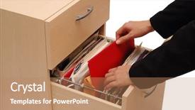  Presentation with cabinet - PPT theme having file into the cabinet background and a coral colored foreground