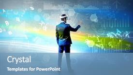  Presentation with records and reports - Audience pleasing presentation consisting of file management - businessman checking 3d reports backdrop and a teal colored foreground