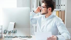  Presentation with college education happy smiling - Amazing theme having file management - happy smiling businessman holding documents backdrop and a sky blue colored foreground