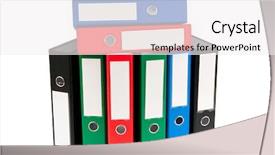  Presentation with blur office of - Slide set with file record - office folders isolated background and a  colored foreground