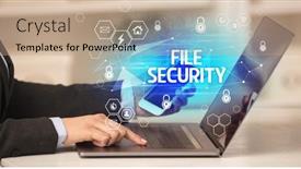  Presentation with data protection - Slides enhanced with file-security-inscription-on-laptop background and a coral colored foreground